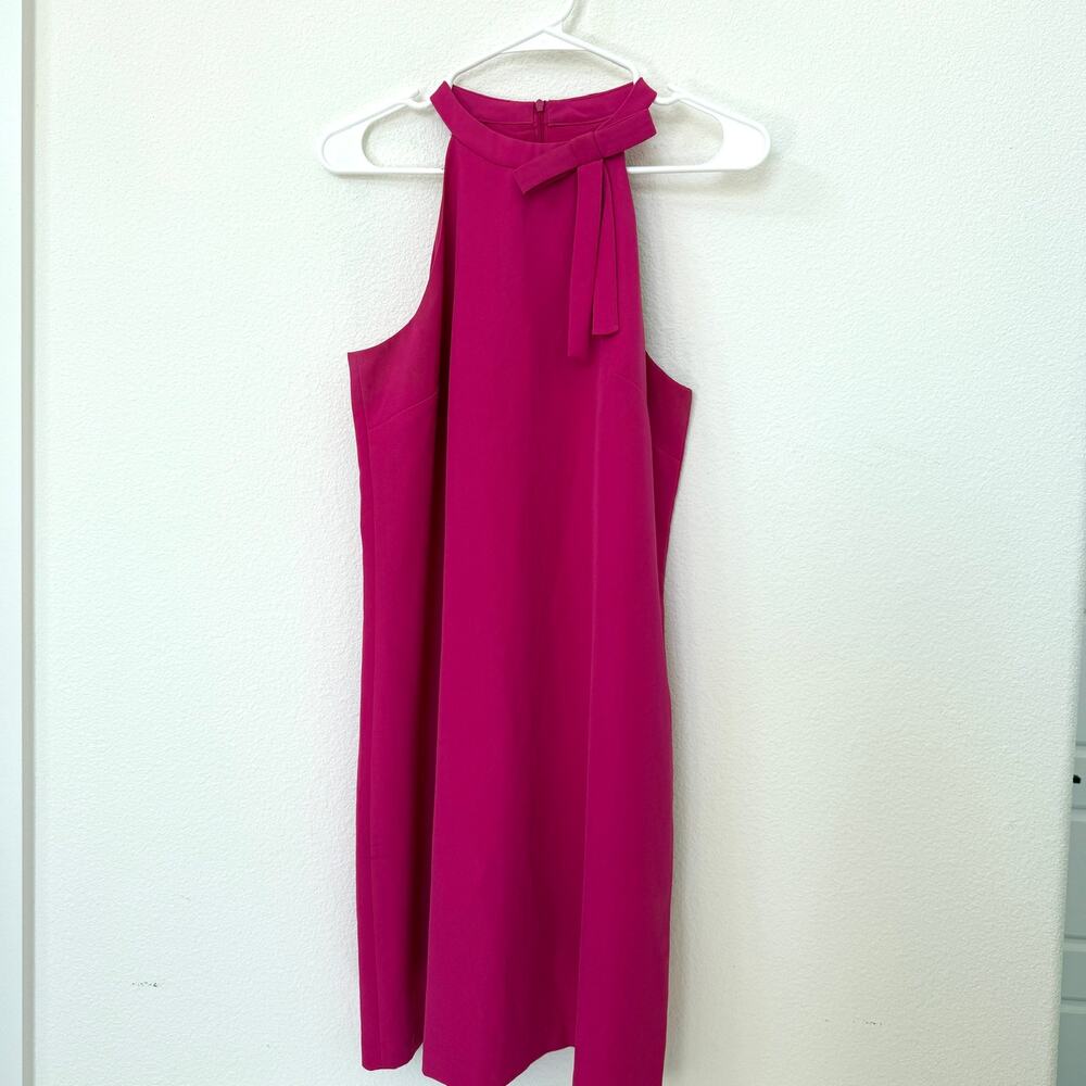 Maggy London Bow Neck‎ Sheath Dress Pink Sleeveless Size 8 Elegant Chic